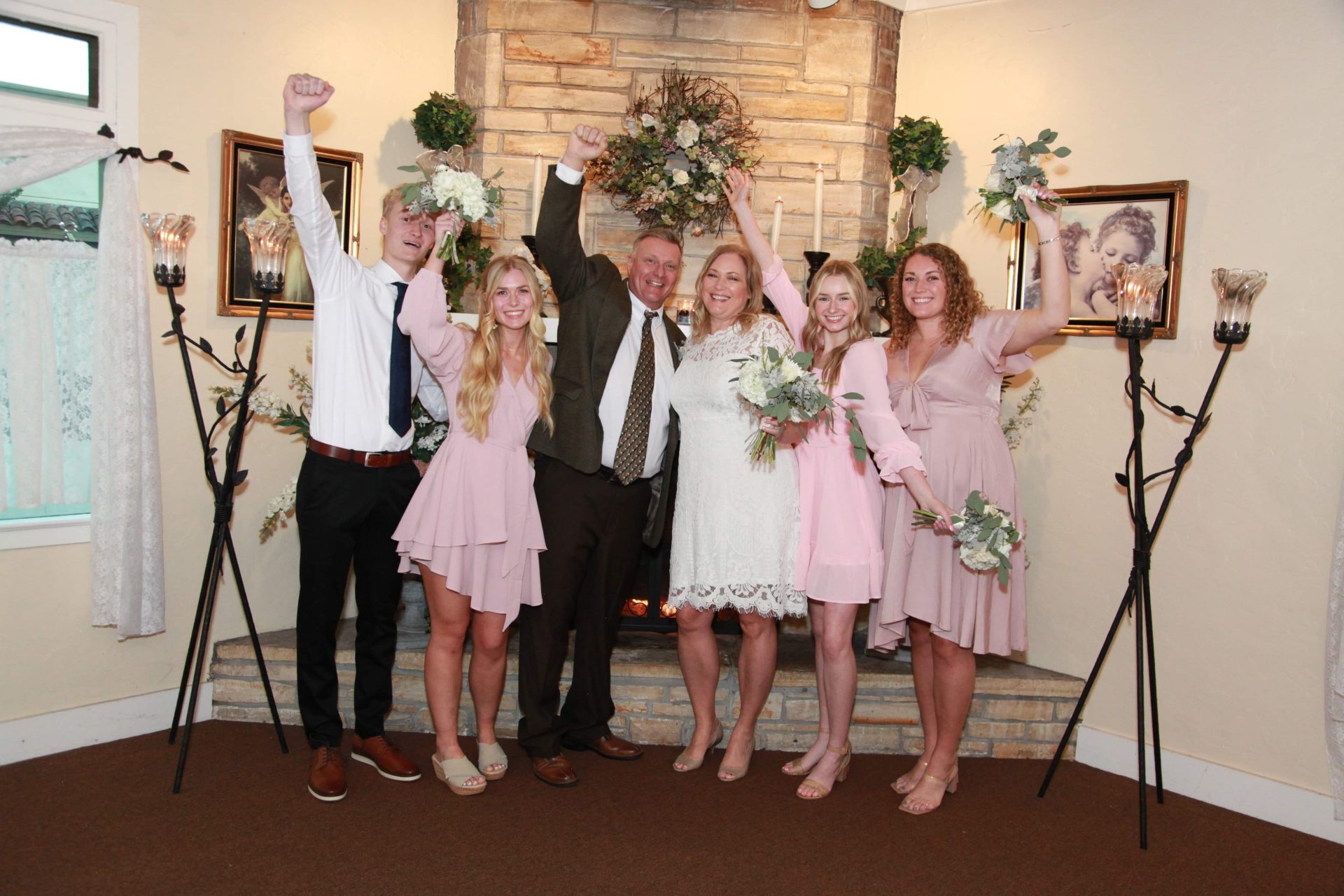 stone chapel wedding party